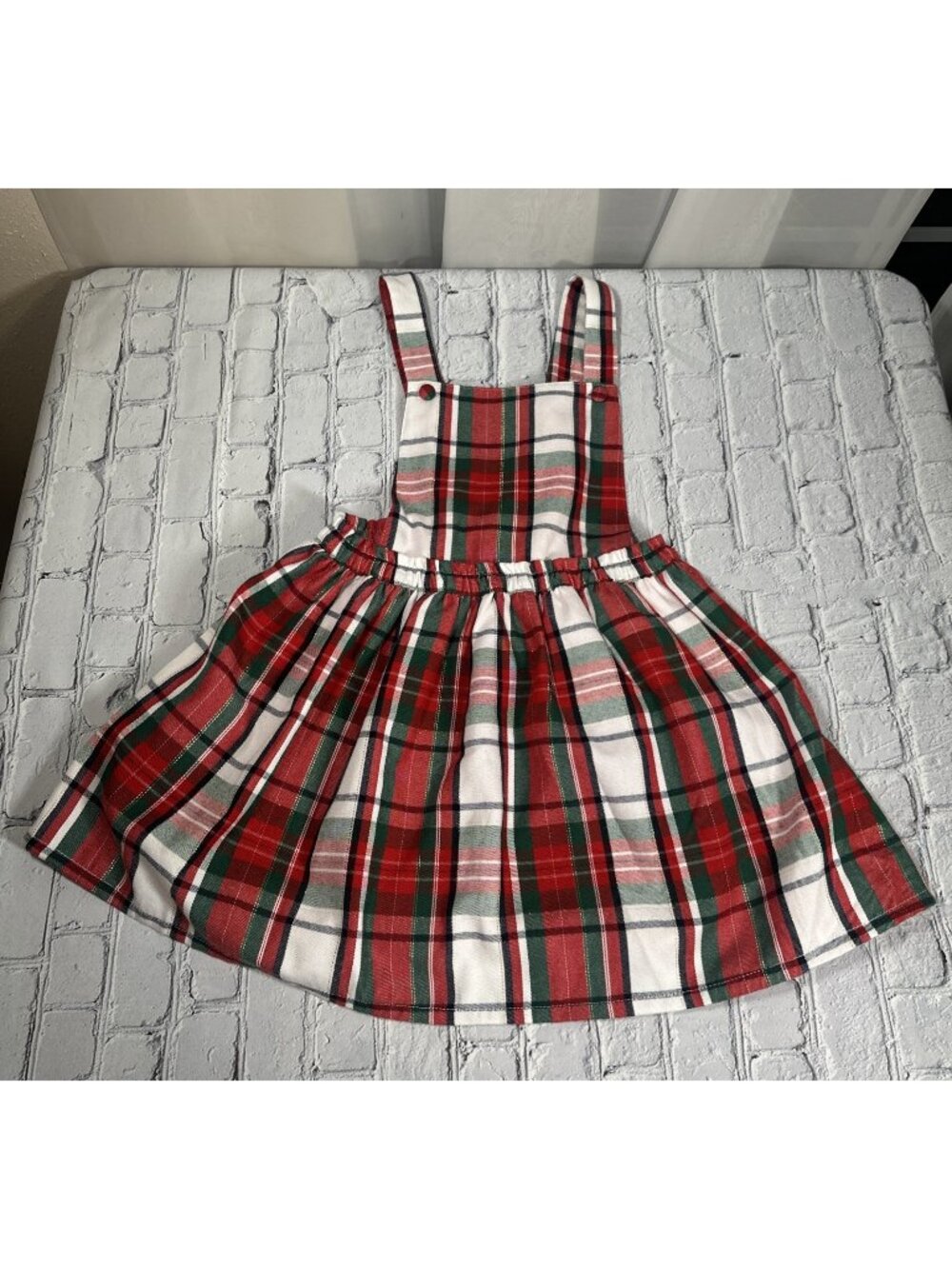 Tommy Bahama Pinafore Jumper Dress Girls Size 7 Plaid Christmas Holiday